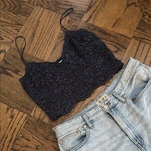 Lace Navy Crop Top by Express